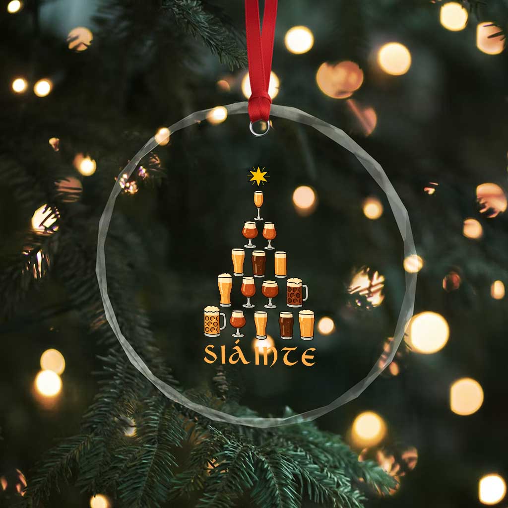 Sláinte Christmas Tree Pint Glass Crystal Glass Ornament Ale Glass Beer Drinking Lover Holiday Party - Wonder Print Shop
