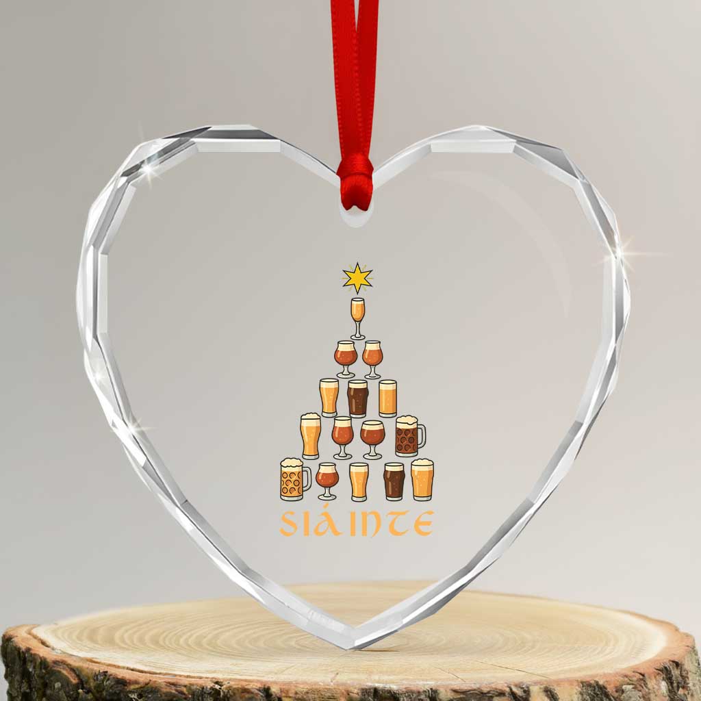 Sláinte Christmas Tree Pint Glass Heart Crystal Glass Ornament Ale Glass Beer Drinking Lover Holiday Party - Wonder Print Shop