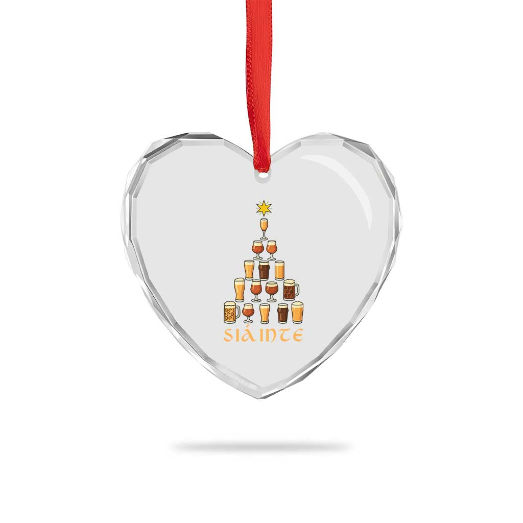 Sláinte Christmas Tree Pint Glass Heart Crystal Glass Ornament Ale Glass Beer Drinking Lover Holiday Party - Wonder Print Shop