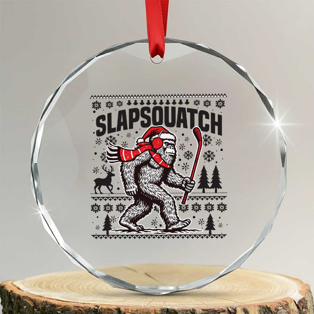 Slapsquatch Hockey Player Crystal Glass Ornament Funny Bigfoot Ugly Christmas Gift - Wonder Print Shop