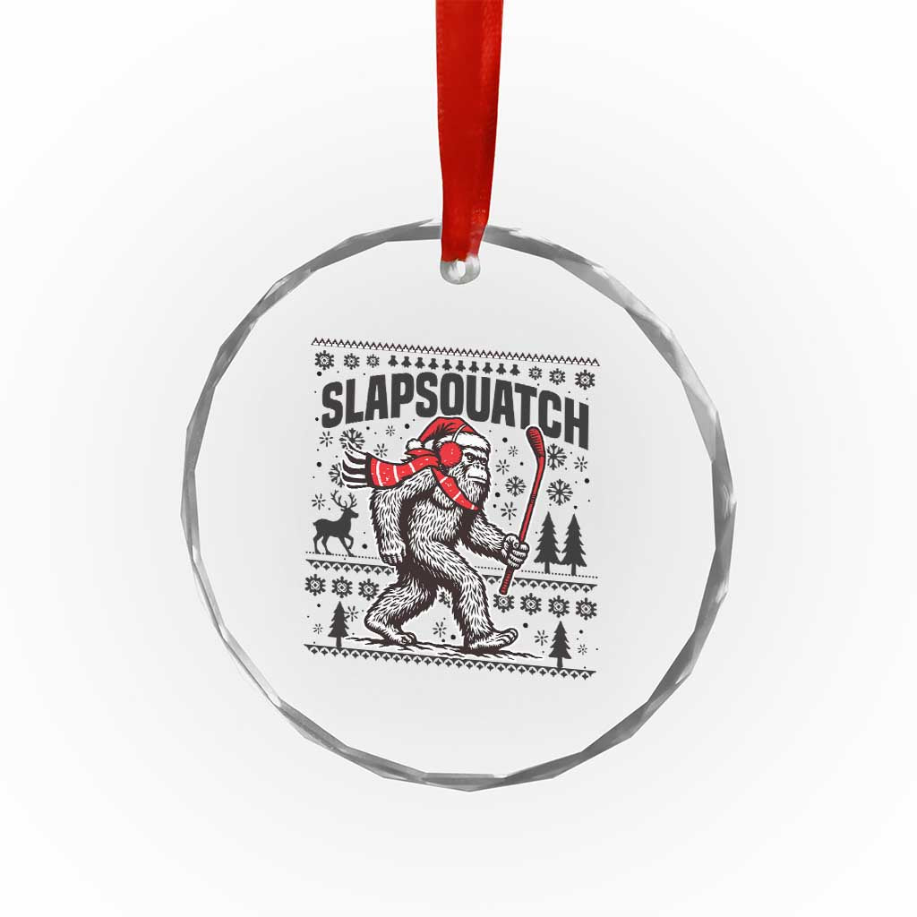 Slapsquatch Hockey Player Crystal Glass Ornament Funny Bigfoot Ugly Christmas Gift - Wonder Print Shop