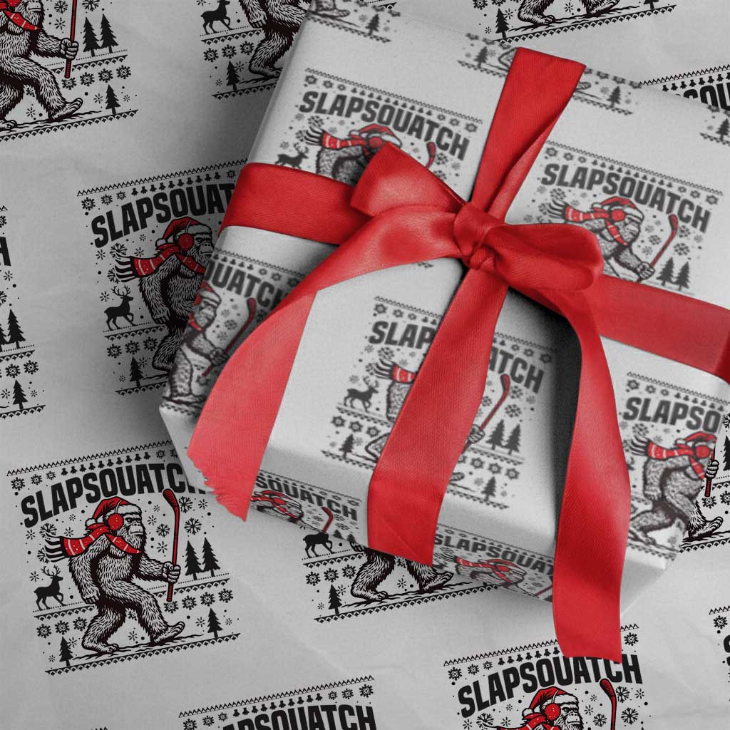 Slapsquatch Hockey Player Wrapping Paper Roll Funny Bigfoot Ugly Christmas Gift - Wonder Print Shop