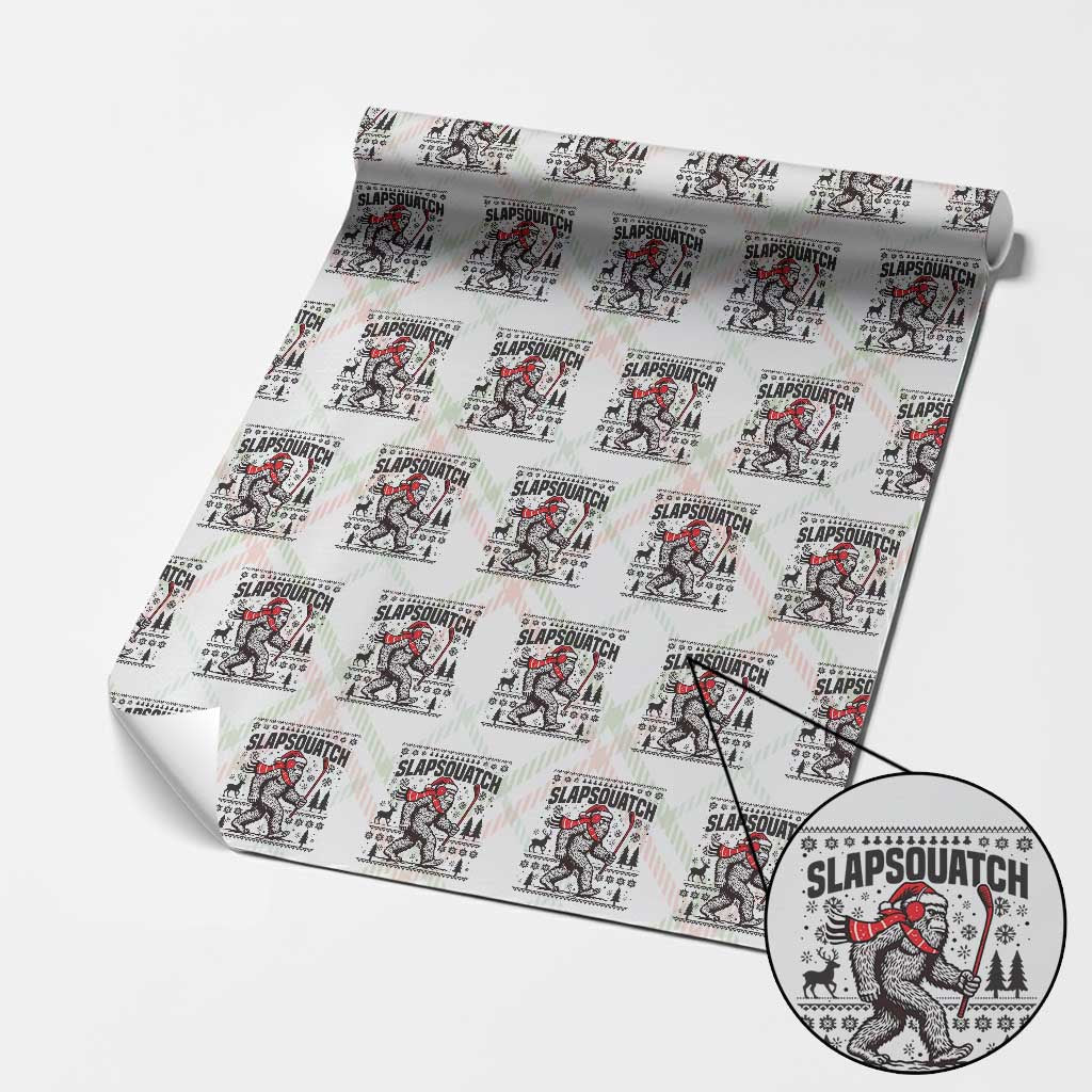 Slapsquatch Hockey Player Wrapping Paper Roll Funny Bigfoot Ugly Christmas Gift - Wonder Print Shop