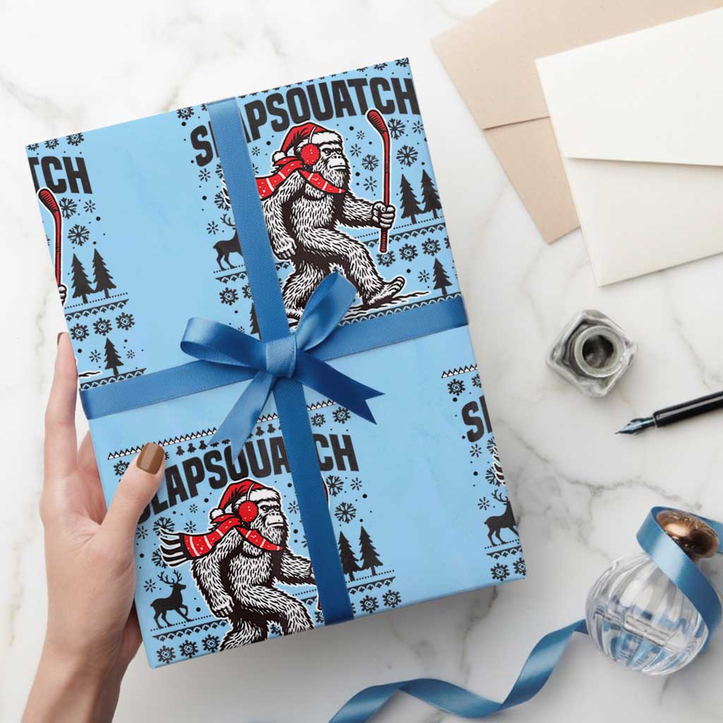 Slapsquatch Hockey Player Wrapping Paper Roll Funny Bigfoot Ugly Christmas Gift - Wonder Print Shop