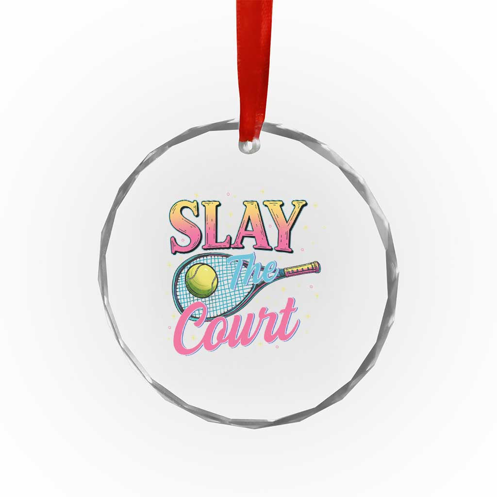 Slay The Court Queen Crystal Glass Ornament Witty Tennis Player Gift For Girls - Wonder Print Shop