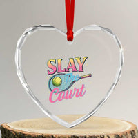 Slay The Court Queen Heart Crystal Glass Ornament Witty Tennis Player Gift For Girls - Wonder Print Shop