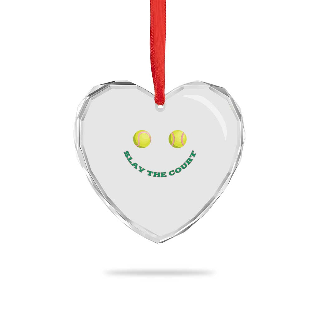 Slay The Court Tennis Girl Heart Crystal Glass Ornament Funny Tennis Player Gift - Wonder Print Shop