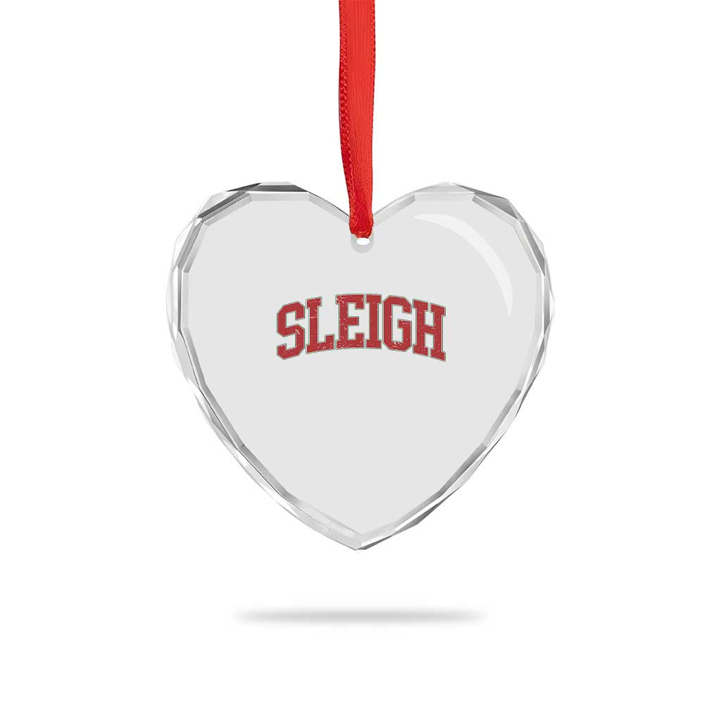 Sleigh Christmas Heart Crystal Glass Ornament Funny Women Retro Merry Xmas Family Holiday - Wonder Print Shop