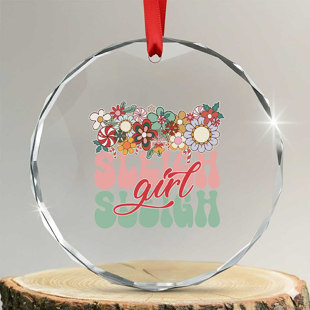 Sleigh Girl Sleigh Crystal Glass Ornament Christmas Retro Groove Slay Girl TS11