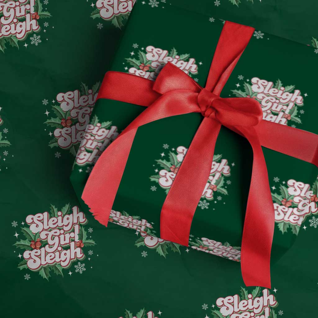 Sleigh Girl Sleigh Wrapping Paper Roll Christmas Retro Groove Slay Girl Mistletoe - Wonder Print Shop