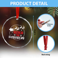 Sleigh The Patriarchy Crystal Glass Ornament Feminist Christmas Womens Rights - Wonder Print Shop
