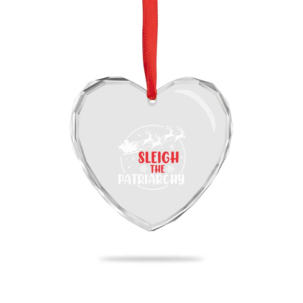 Sleigh The Patriarchy Heart Crystal Glass Ornament Feminist Christmas Womens Rights - Wonder Print Shop