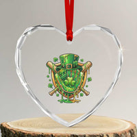 Slimy Shamrock Baseball Glove Heart Crystal Glass Ornament St Patricks Day Gift