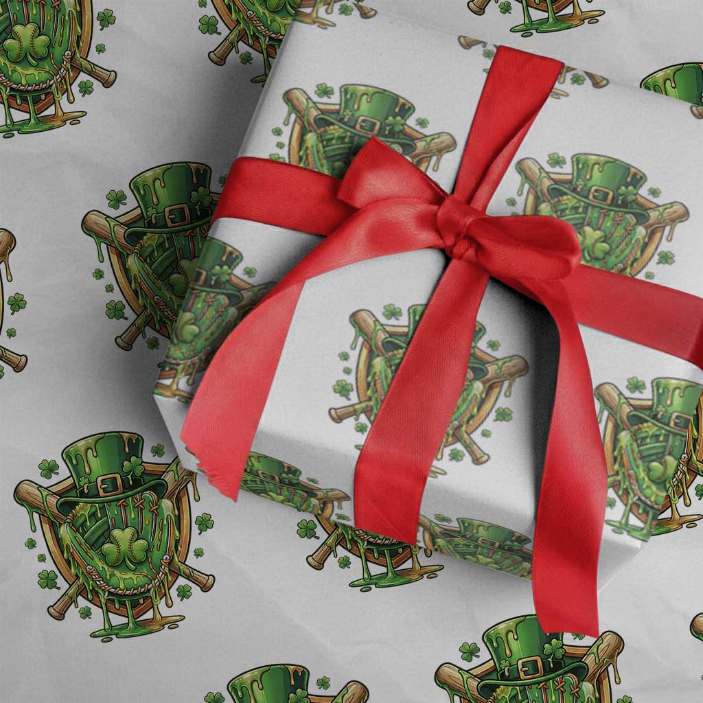 Slimy Shamrock Baseball Glove Wrapping Paper Roll St Patricks Day Gift