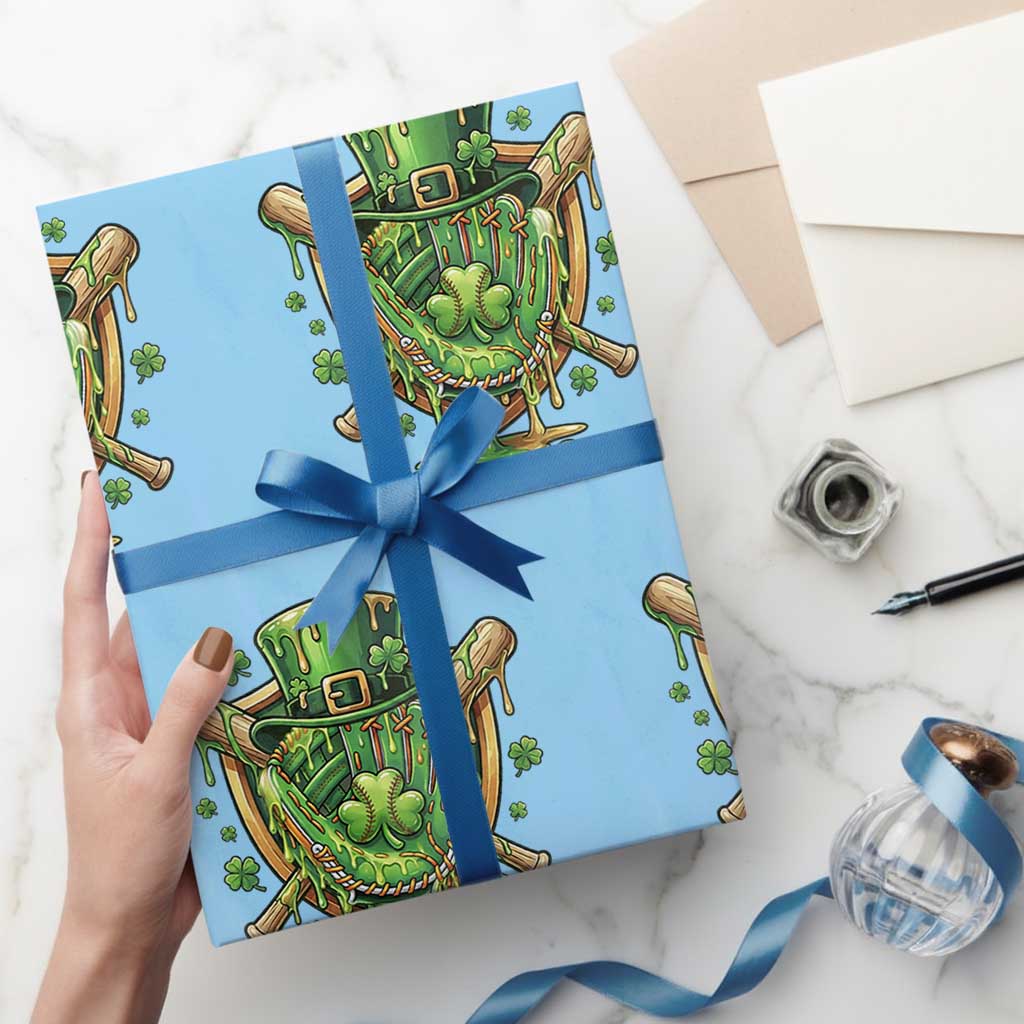 Slimy Shamrock Baseball Glove Wrapping Paper Roll St Patricks Day Gift