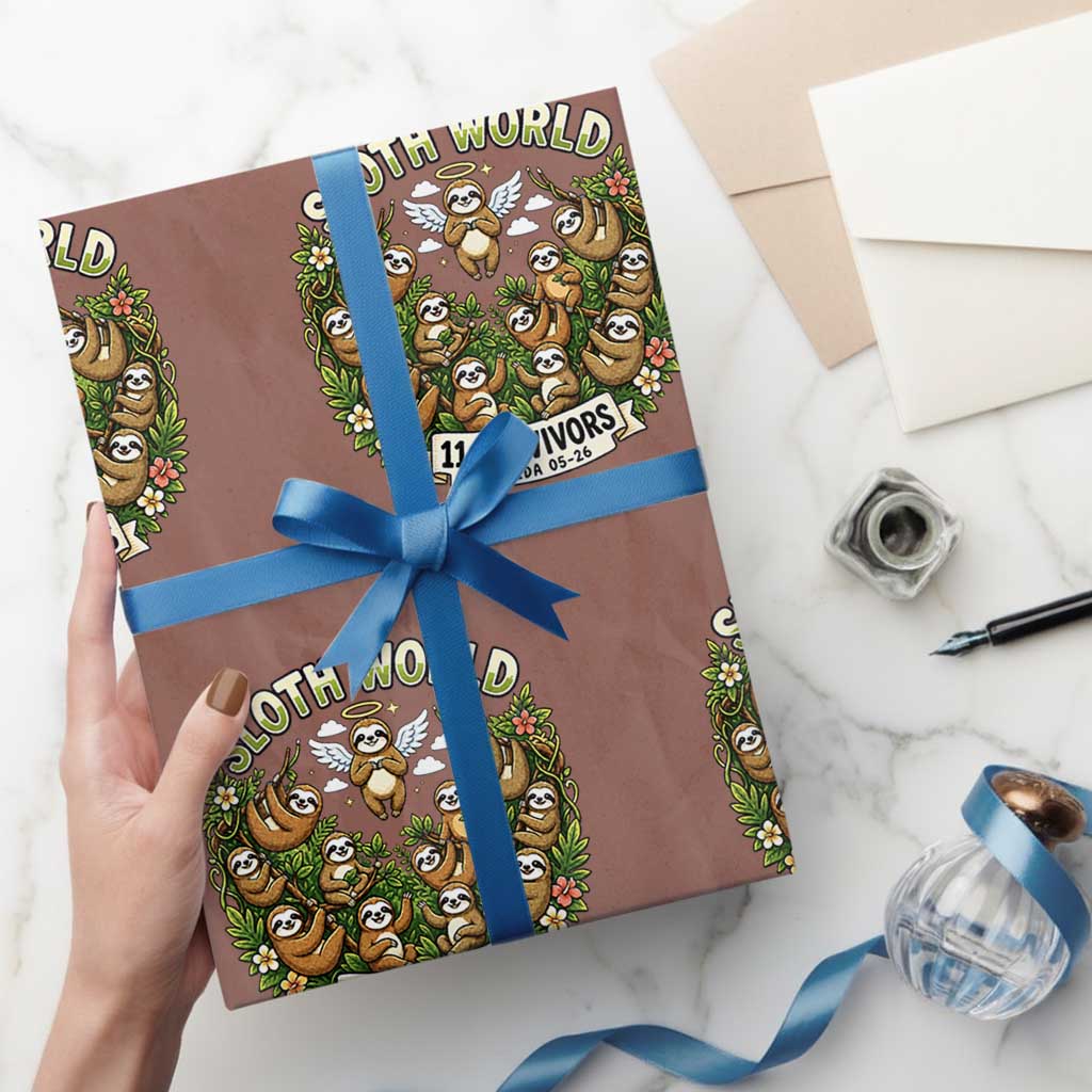 Sloth World 11 Survivors Wildlife Awareness Wrapping Paper Roll Florida Animal Rights Protest and Support