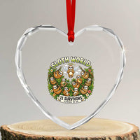 Sloth World 11 Survivors Wildlife Awareness Heart Crystal Glass Ornament Florida Animal Rights Protest and Support