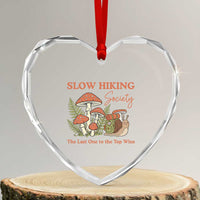 Slow Hiking Society The Last One to The Top Wins Heart Crystal Glass Ornament Funny Snail Mountaineering