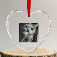 Smoking Cat Y2K Heart Crystal Glass Ornament Vintage Grunge Cat Edgy Retro 90s Streetwear - Wonder Print Shop