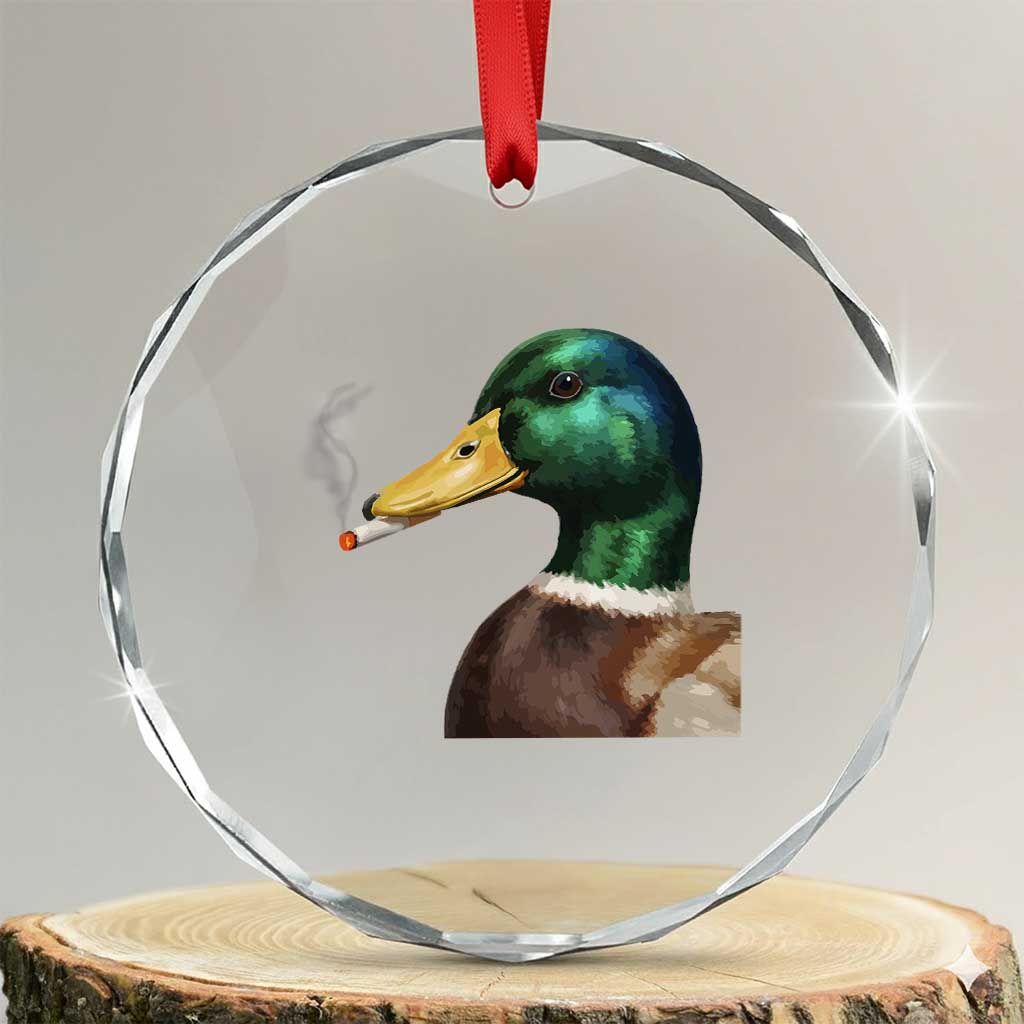 Smoking Mallard Meme Graphic Crystal Glass Ornament Chaotic Funny Wild Duck Attitude Viral Internet Humor