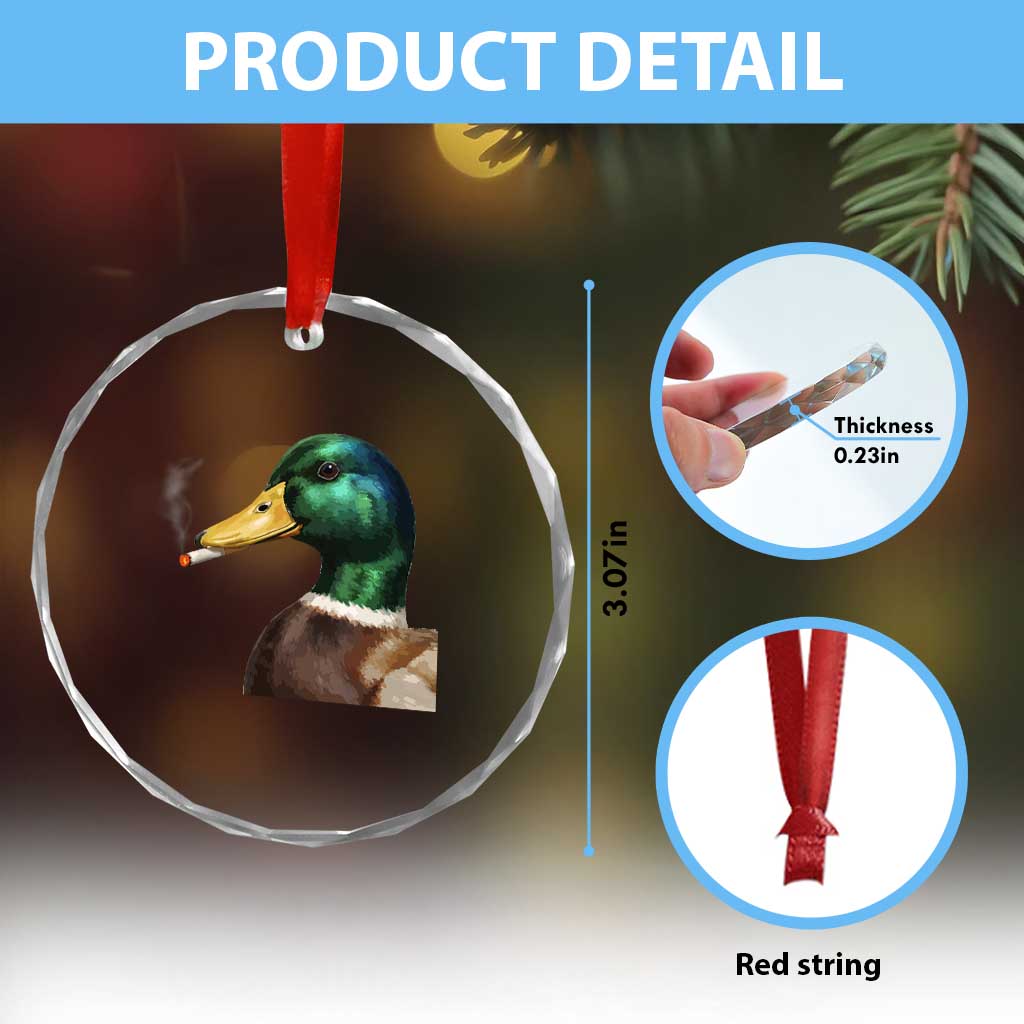 Smoking Mallard Meme Graphic Crystal Glass Ornament Chaotic Funny Wild Duck Attitude Viral Internet Humor