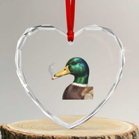 Smoking Mallard Meme Graphic Heart Crystal Glass Ornament Chaotic Funny Wild Duck Attitude Viral Internet Humor