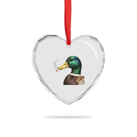 Smoking Mallard Meme Graphic Heart Crystal Glass Ornament Chaotic Funny Wild Duck Attitude Viral Internet Humor