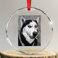 Smoking Siberian Husky Meme Crystal Glass Ornament Funny Dog Face Gift For Dog Lovers