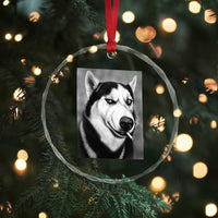 Smoking Siberian Husky Meme Crystal Glass Ornament Funny Dog Face Gift For Dog Lovers