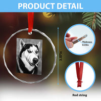 Smoking Siberian Husky Meme Crystal Glass Ornament Funny Dog Face Gift For Dog Lovers
