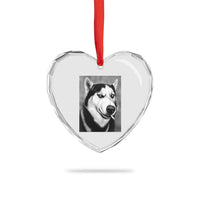 Smoking Siberian Husky Meme Heart Crystal Glass Ornament Funny Dog Face Gift For Dog Lovers