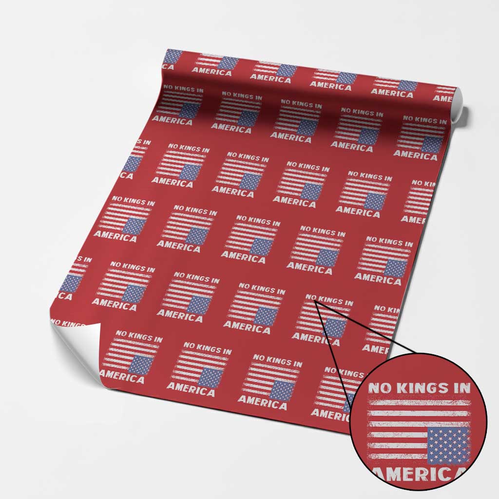 Snarky No Kings In America Wrapping Paper Roll 86 47 No Faux King Way US Flag Upside Down - Wonder Print Shop