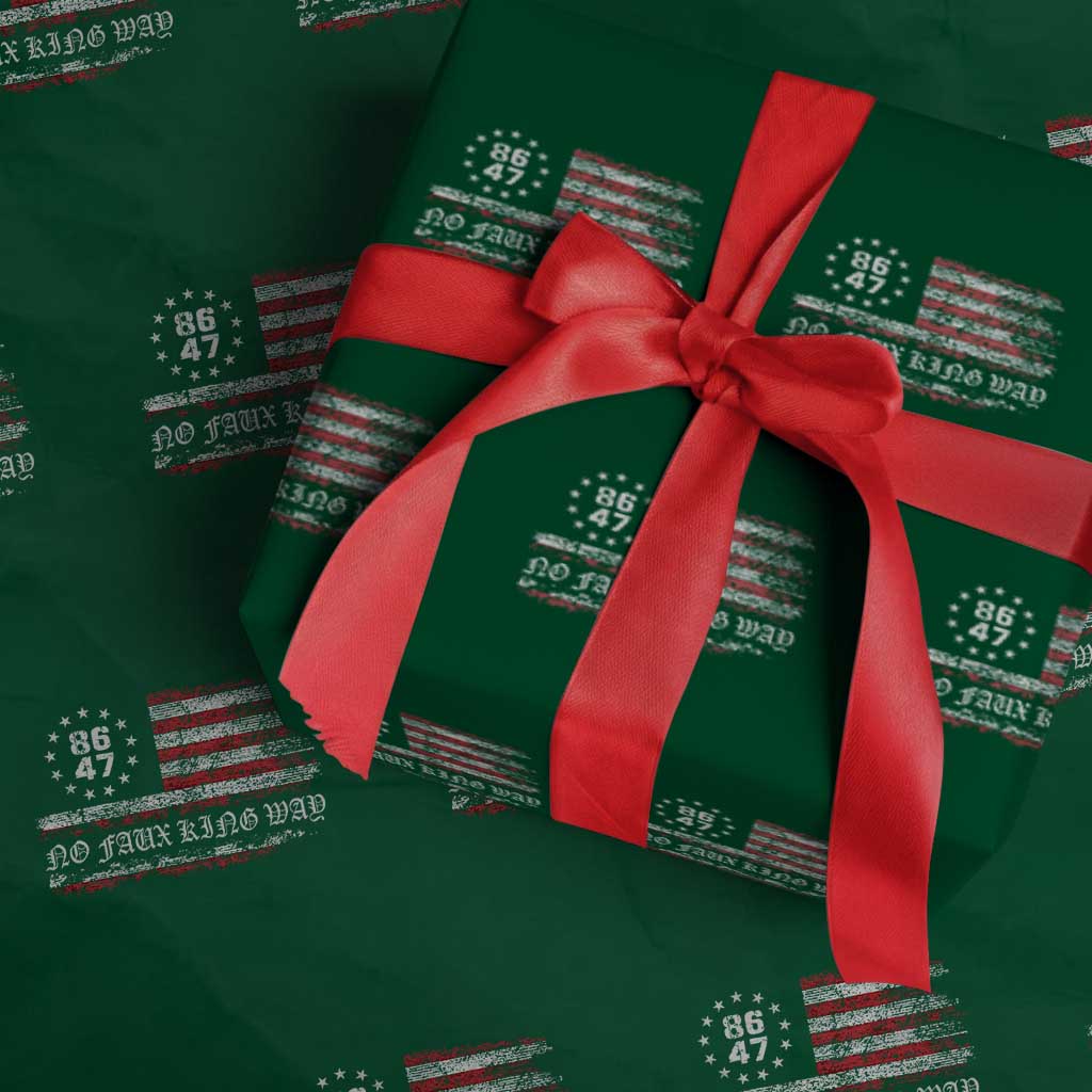 Snarky No Kings In America Wrapping Paper Roll No Faux King Way 86 47 US Flag Impeach 47 - Wonder Print Shop