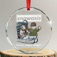 Snowasis Some Might Sleigh Crystal Glass Ornament Funny Christmas Snowmen Rock Band - Wonder Print Shop