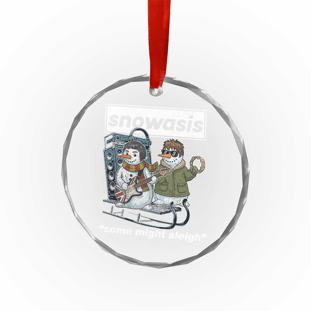 Snowasis Some Might Sleigh Crystal Glass Ornament Funny Christmas Snowmen Rock Band - Wonder Print Shop