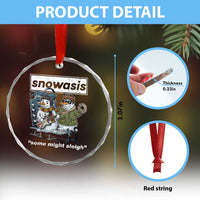 Snowasis Some Might Sleigh Crystal Glass Ornament Funny Christmas Snowmen Rock Band - Wonder Print Shop