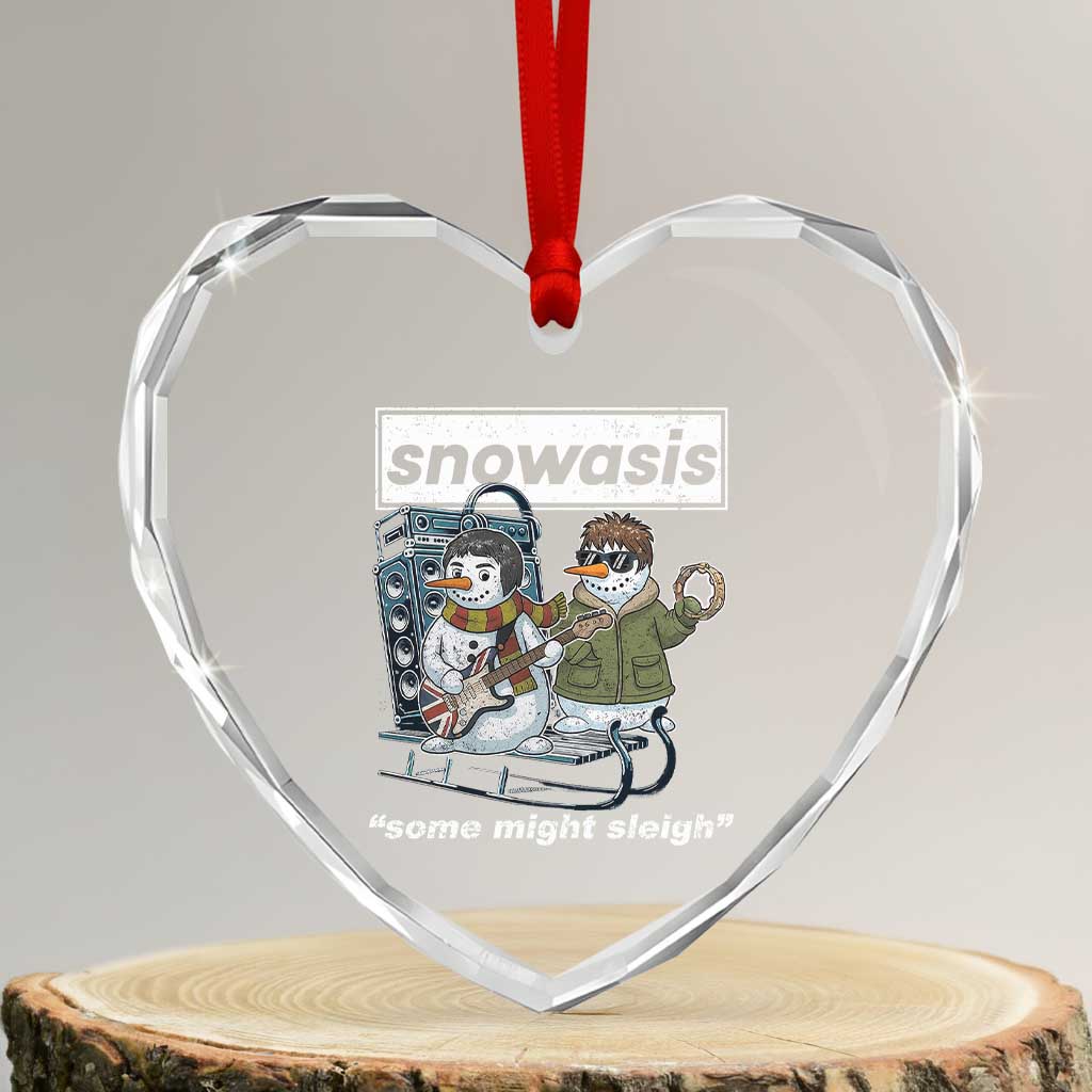 Snowasis Some Might Sleigh Heart Crystal Glass Ornament Funny Christmas Snowmen Rock Band - Wonder Print Shop