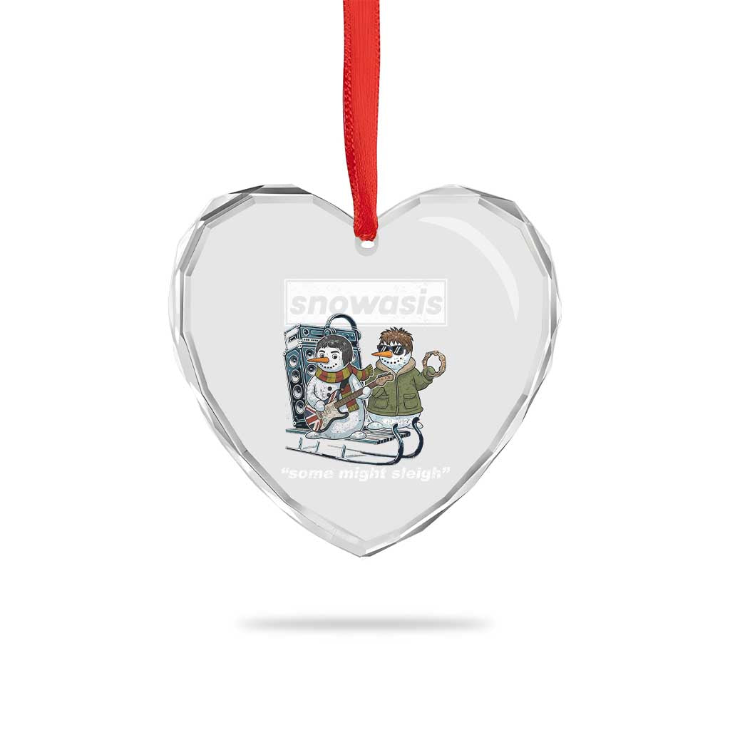 Snowasis Some Might Sleigh Heart Crystal Glass Ornament Funny Christmas Snowmen Rock Band - Wonder Print Shop