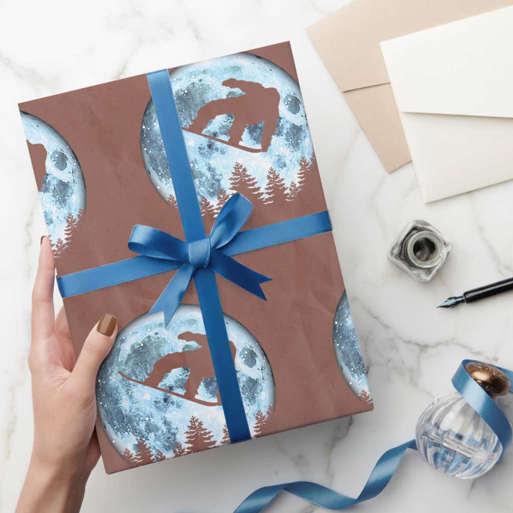 Snowboard Moon Snowboarding Winter Sports Wrapping Paper Roll - Wonder Print Shop