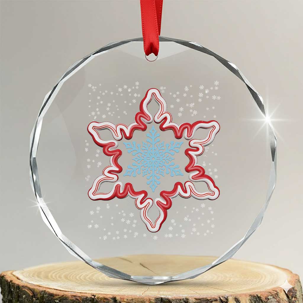 Snowflake Candy Cane Crystal Glass Ornament TS09