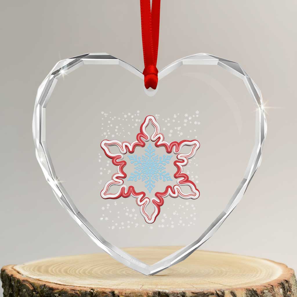Snowflake Candy Cane Heart Crystal Glass Ornament - Wonder Print Shop