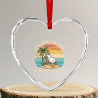 Snowman in july Heart Crystal Glass Ornament Hawaian Beach Vacation Christmas in July