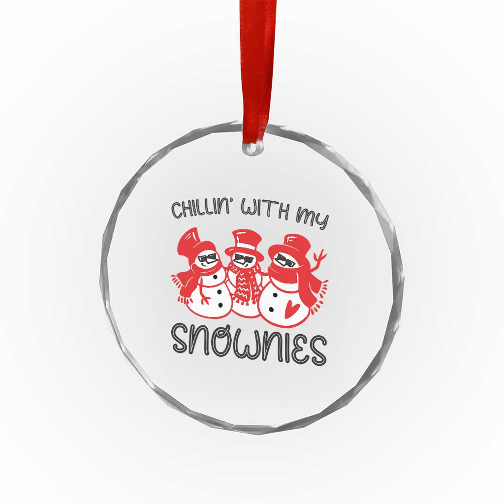 Snowman Xmas Crystal Glass Ornament Chillin With My Snowmies Ugly Gift TS10