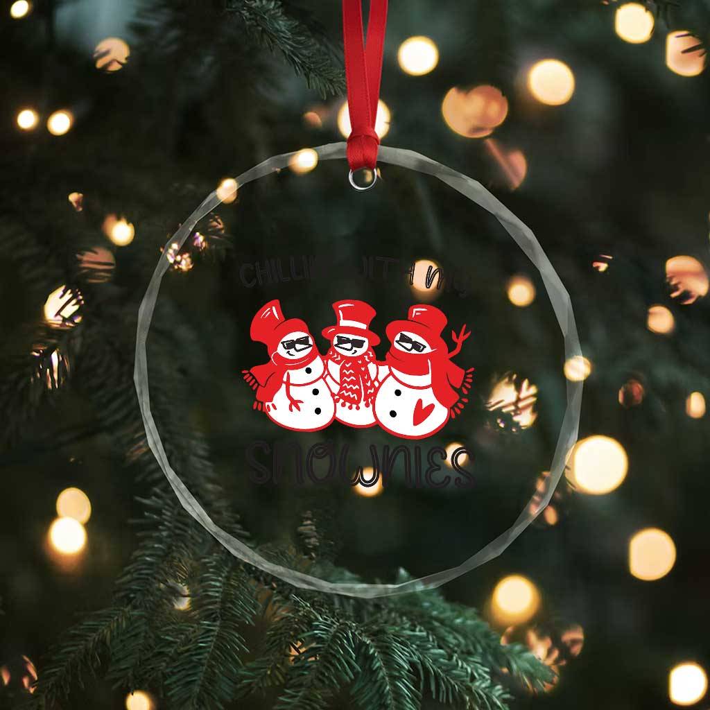Snowman Xmas Crystal Glass Ornament Chillin With My Snowmies Ugly Gift TS10
