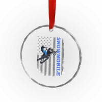 Snowmobile American Flag  Snowcross Riding Winter Sport Crystal Glass Ornament - Wonder Print Shop