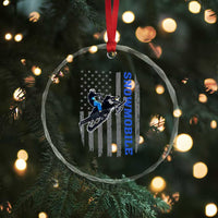 Snowmobile American Flag  Snowcross Riding Winter Sport Crystal Glass Ornament - Wonder Print Shop