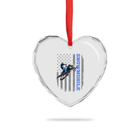 Snowmobile American Flag  Snowcross Riding Winter Sport Heart Crystal Glass Ornament - Wonder Print Shop