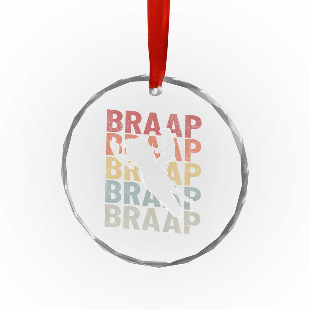 Snowmobile Braaap Crystal Glass Ornament Retro Snowcross Snow Sled Winter Sport - Wonder Print Shop