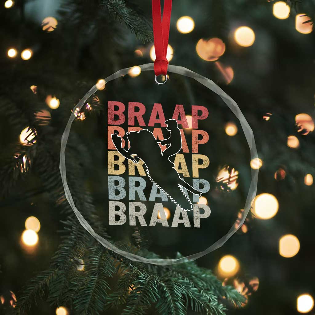 Snowmobile Braaap Crystal Glass Ornament Retro Snowcross Snow Sled Winter Sport - Wonder Print Shop