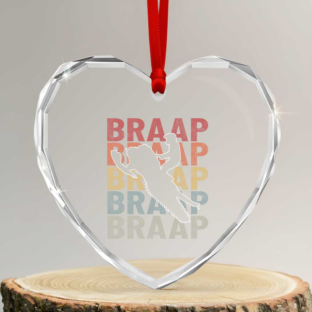 Snowmobile Braaap Heart Crystal Glass Ornament Retro Snowcross Snow Sled Winter Sport - Wonder Print Shop